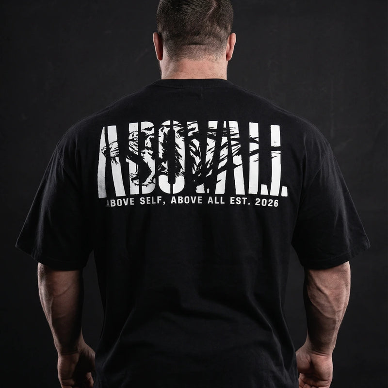 muscular man wearing The Abovall Oversized tee